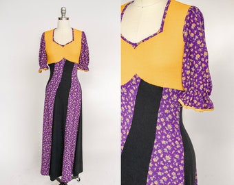 1970s Dress Paneled Bias Cut Maxi S