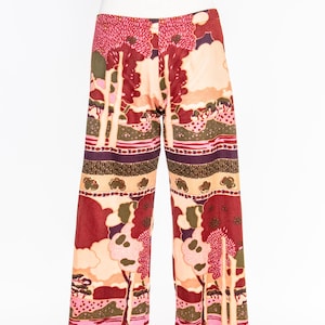 1970s Pants Nylon Print Nylon Knit Low Rise XS