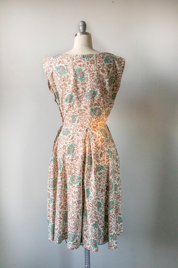 1950s Dress Cotton Floral Full Skirt XS - image 2