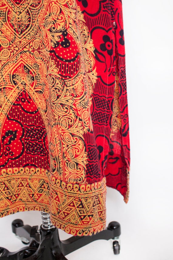 1970s Dress Cotton Red Boho S - image 6