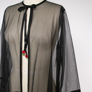 1970s Duster Sheer Chiffon Robe Dress S/M image 9