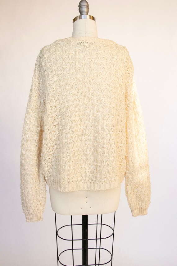 1980s Sweater Chunky Knit Cropped Cardigan M - image 3