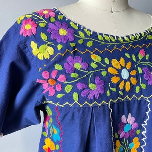 1970s Maxi Dress Mexican Embroidered Cotton S image 5