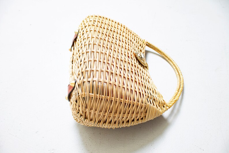 1960s Basket Purse Gold Metal Woven Wicker Bag Etsy