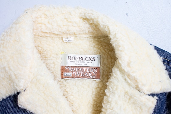 1980s Sherpa Jacket Roebucks Denim Fleece L - image 6