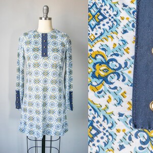 1960s Mini Dress Printed Mod Shift S