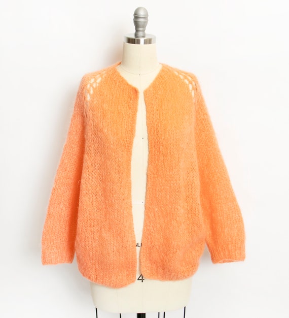 Vintage 1960s Sweater Wool Mohair Orange Sherbet C