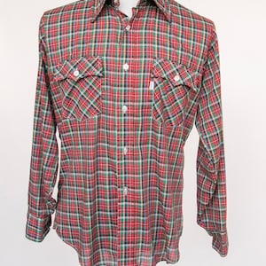 1980s Levi&#39;s Men&#39;s Shirt Plaid Button Down M