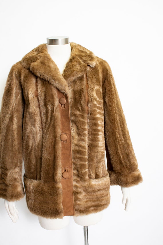 1970s LILLI ANN Coat FAUX Fur Suede M - image 4