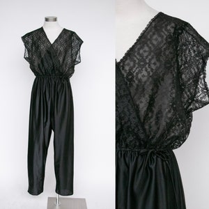 1980s Jumpsuit Lingerie Loungewear Sheer Lace Onesie image 1