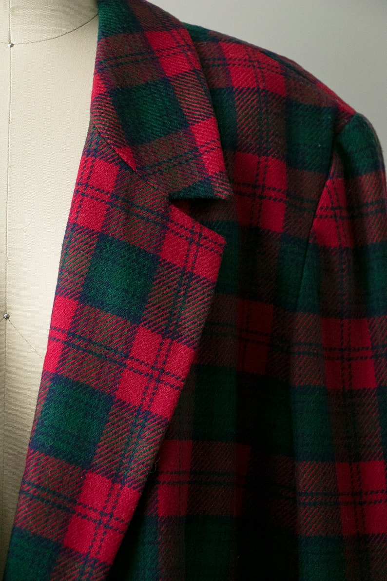 1990s Blazer Jacket Pendleton Plaid Wool XL image 6