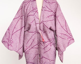 1950s Haori Printed Purple Japanese Robe