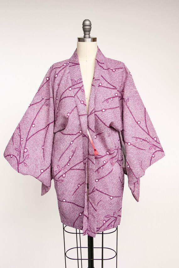 1950s Haori Printed Purple Japanese Robe