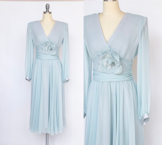 1970s Dress Chiffon Full Skirt Ursula M - image 1
