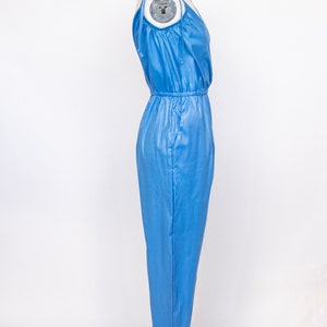 1980s Jumpsuit Blue Cotton Romper S/M image 3