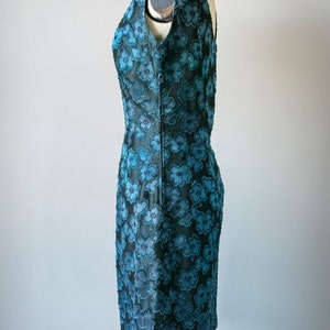 1950s Dress Metallic Blue Wiggle M image 3