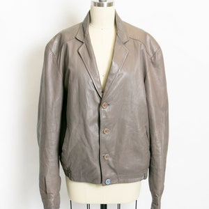 1980s Leather Jacket Taupe Large