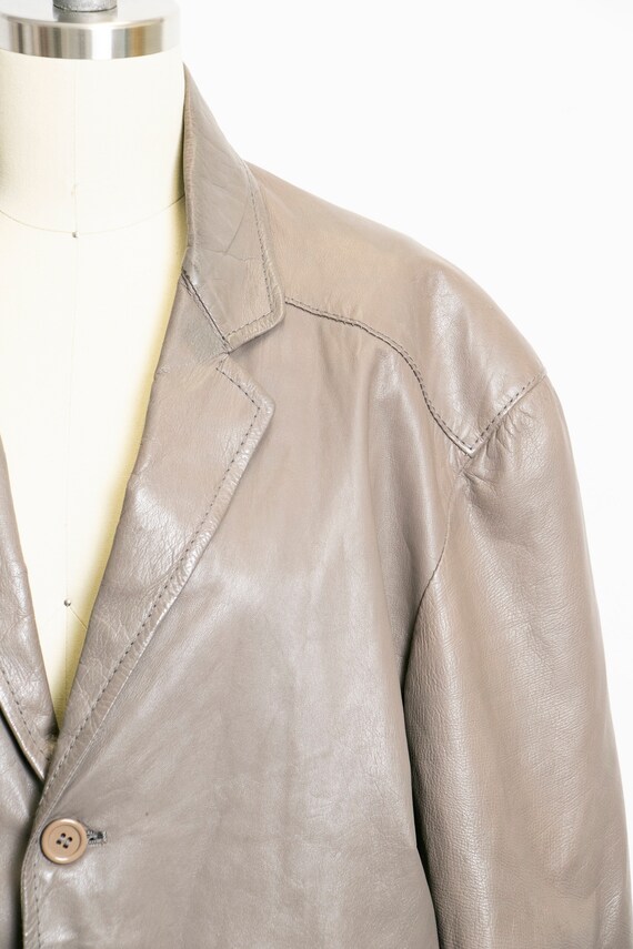 1980s Leather Jacket Taupe Large - image 4