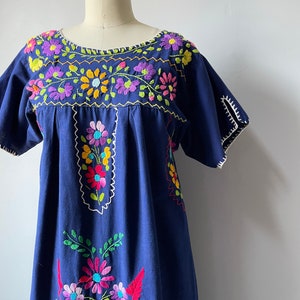1970s Maxi Dress Mexican Embroidered Cotton S image 4