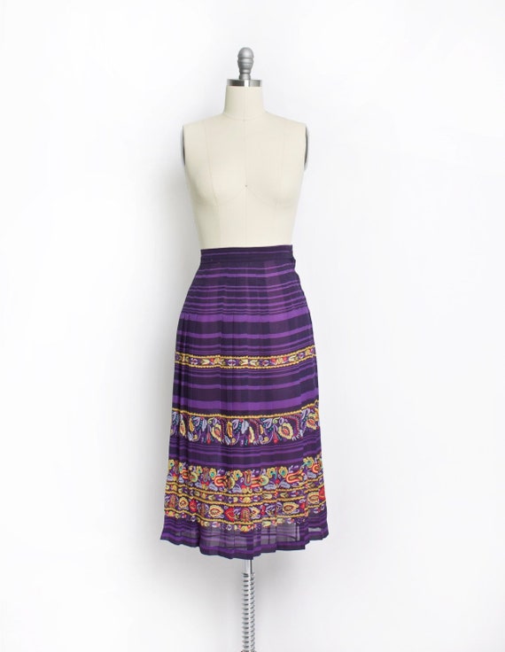 1950s Skirt Chiffon Novelty Print S - image 1