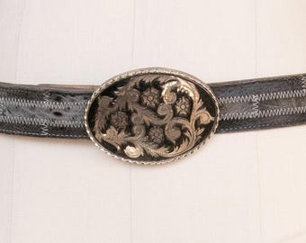 Jaren 80 riem westerngesp Tony Lama struisvogelleer L