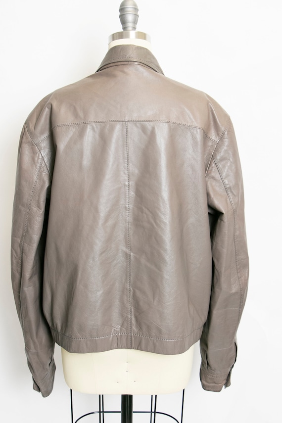 1980s Leather Jacket Taupe Large - image 2