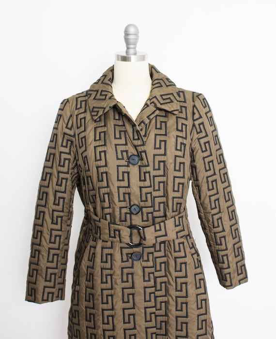 1960s Coat Faux Fur Lined Zig Zag Jacket M/S