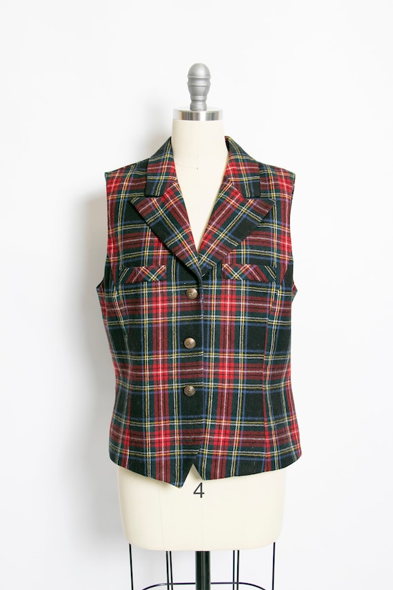 1990s Giorgio Sant Angelo Vest Top Plaid Wool