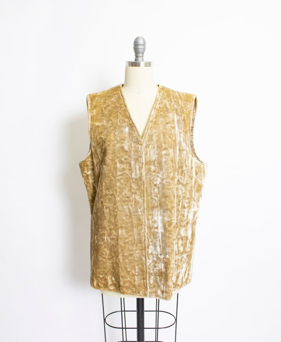 1960s Vest Crushed Velvet Champagne Waistcoat Larg