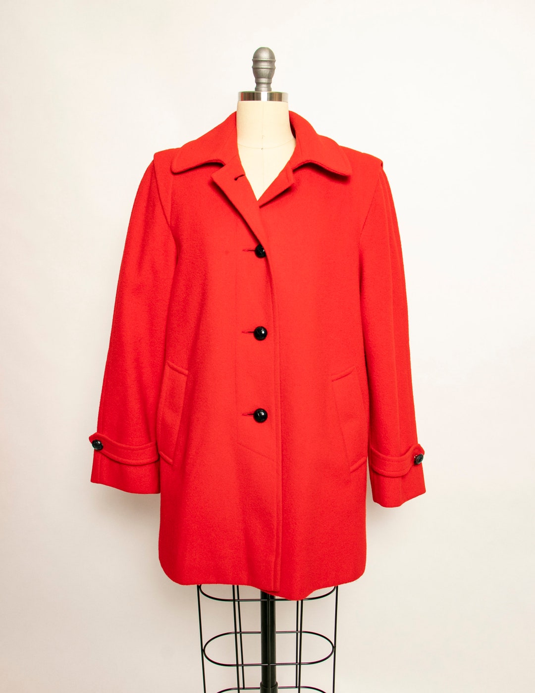 1980s Coat Red Wool Jacket Small - Etsy
