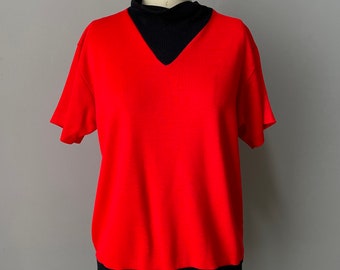 Vintage 50s/60s Black Short Sleeve Quarter Zip Cotton Sweatshirt