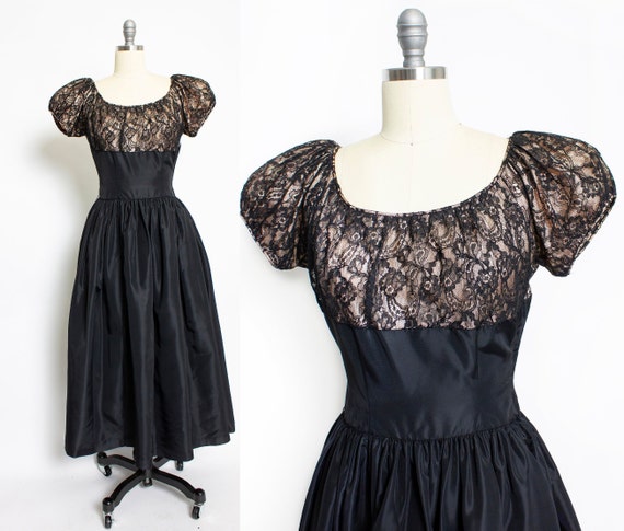 Vintage 1940s Black Lace Gown