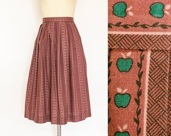 1950s Full Skirt Cotton Novelty Print M