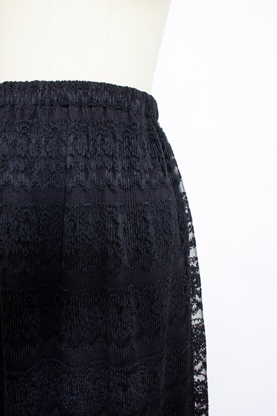 1980s VICTOR COSTA Skirt Black Lace Full S - image 6