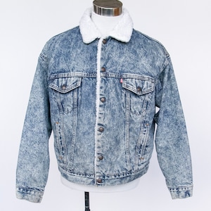 1980er Jahre Levi&#39;s Sherpa Jeansjacke Fleece L/XL