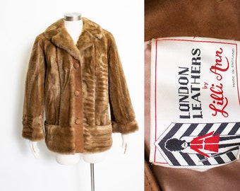 1970s LILLI ANN Coat FAUX Fur Suede M