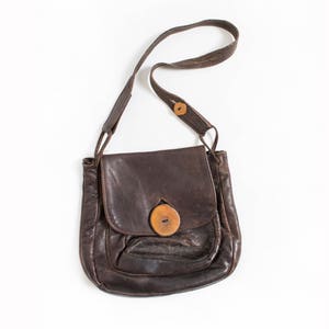 1970s Boho Purse Brown Leather Artisan Bag