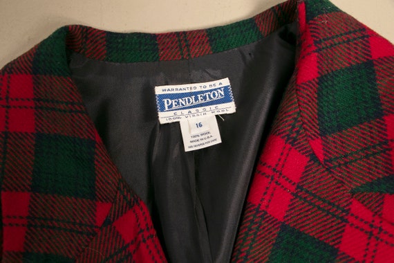 1990s Blazer Jacket Pendleton Plaid Wool XL - image 9