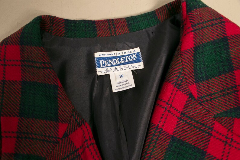 1990s Blazer Jacket Pendleton Plaid Wool XL image 9