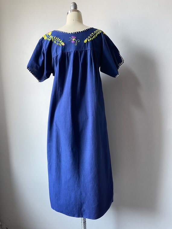1970s Maxi Dress Mexican Embroidered Cotton S - image 2