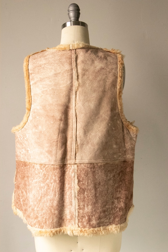 1970s Shearling Fur Vest Suede M - image 2