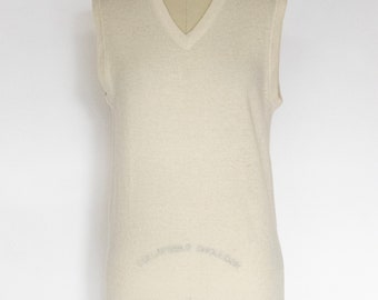 Jaren 70-sweatervest, gebreid wol S