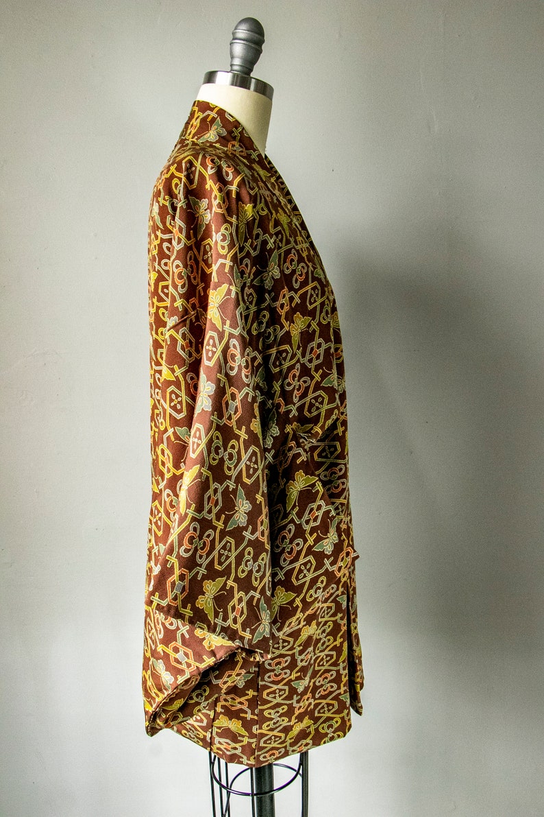 1950s Haori Rayon Crepe Butterfly Lounge Robe image 6