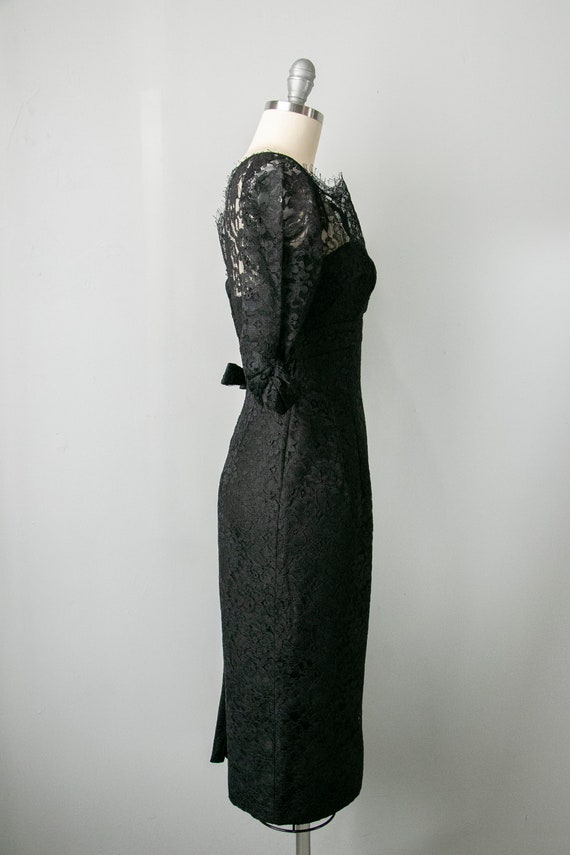 1950s Dress Black Illusion Chantilly Lace XS - image 3
