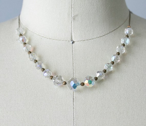 1940s Necklace Glass Beads Chocker Chain - image 1