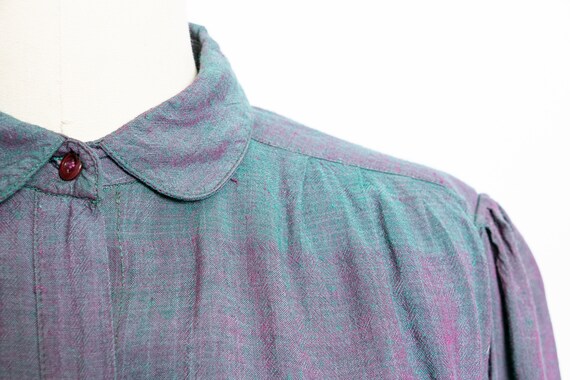 1970s Blouse India Cotton Sharkskin Shirt M - image 6