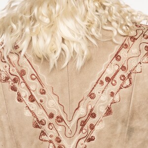 1970s Coat Embroidered Shearling Afghan Sheepskin XS image 9