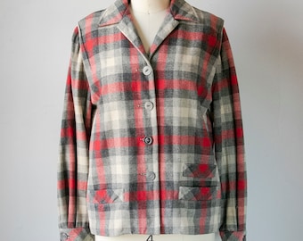 1950s 49er Jacket Wool Plaid Sportswear M