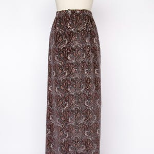 1970s Velvet Maxi Full Skirt Printed Paisley S