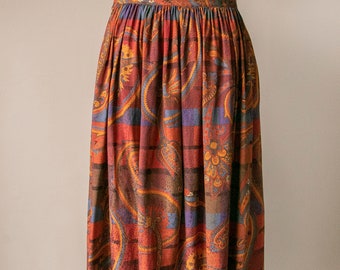 1980s Silk Full Skirt Albert Nipon L